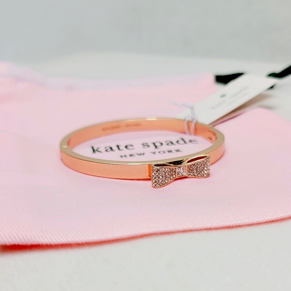 Kate Spade "Ready Set Bow" Rose Gold Bangle Hinged Bracelet - Picture 7 of 7